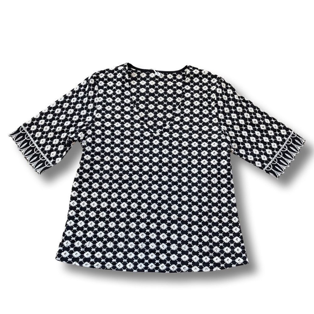 Made With Love Black Eyelet Embroidered Top • M • NWT